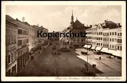 ALTE POSTKARTE RIED IM INNKREIS RATHAUS HAUPTPLATZ ZUM WEISSEN RÖSSL 1927... GmbH Zweigstelle Oberösterreich Austria