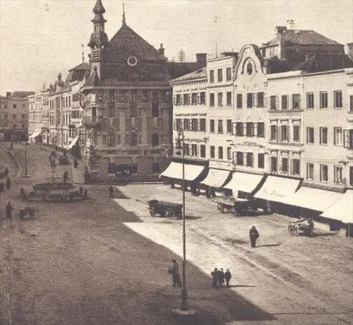 ALTE POSTKARTE RIED IM INNKREIS RATHAUS HAUPTPLATZ ZUM WEISSEN RÖSSL 1927... GmbH Zweigstelle Oberösterreich Austria