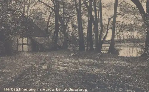 ALTE POSTKARTE RURUP BEI SÜDERBRARUP ANGELN HERBSTSTIMMUNG Herbst Ruruplund Haus Hof Bauernhaus Scheune postcard cpa AK