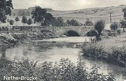 ÄLTERE POSTKARTE OTTBERGEN IN WESTFALEN HÖXTER PAPIERFABRIK & SIEDLUNG STEINECKER STRASSE DORFKRUG NETHE-BRÜCKE Fabrik