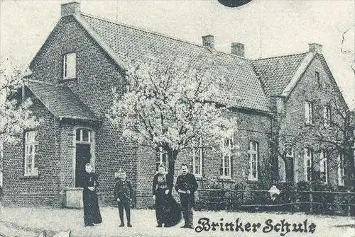 ALTE POSTKARTE GRUSS AUS HIESFELD BRINK BRINKER SCHULE WARENHAUS GERH. EIMERS JÄGERHOF H. BERGER OBERHAUSEN DINSLAKEN