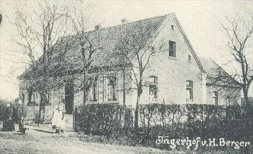 ALTE POSTKARTE GRUSS AUS HIESFELD BRINK BRINKER SCHULE WARENHAUS GERH. EIMERS JÄGERHOF H. BERGER OBERHAUSEN DINSLAKEN