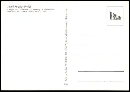 ÄLTERE POSTKARTE OLSBERG SAUERLAND HOTEL PENSION PREIDL Schwimmbad swimming pool piscine Bad cpa postcard Ansichtskarte