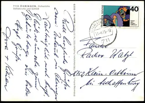 ÄLTERE POSTKARTE ÖHRINGEN HOHENLOHE STIFTSKIRCHE UND SCHLOSS Kirche church castle chateau cpa postcard Ansichtskarte