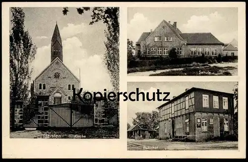 ALTE POSTKARTE GERSTEN BAHNHOF SCHULE KIRCHE ROLINCK BIER station gare bei Lengerich Kreis Lingen Emsland Ansichtskarte