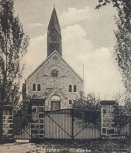 ALTE POSTKARTE GERSTEN BAHNHOF SCHULE KIRCHE ROLINCK BIER station gare bei Lengerich Kreis Lingen Emsland Ansichtskarte