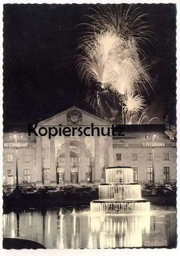 ÄLTERE POSTKARTE WIESBADEN KURHAUS MIT FEUERWERK SPIELBANK CASINO FIREWORKS Feu d'artifice cpa postcard AK Ansichtskarte