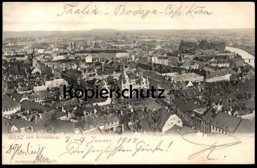ALTE POSTKARTE GRAZ BLICK VOM SCHLOSSBERG PANORAMA INNENSTADT 1904 Austria Autriche Österreich postcard AK Ansichtskarte