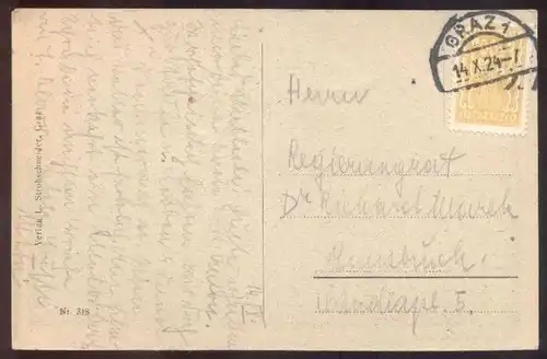 ALTE POSTKARTE GRAZ HILMTEICH 1924 Teich Austria Autriche Österreich postcard cpa Ansichtskarte Briefmarke 500 Schilling