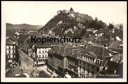 ALTE POSTKARTE GRAZ HAUPTPLATZ CAFÉ NORDSTERN Tram Strassenbahn tramway Wiener Bankverein Steierm. Agrar Bank