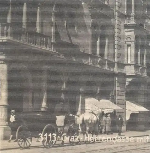 ALTE POSTKARTE GRAZ HERRENGASSE MIT LANDHAUS 1926 Kutsche Schimmel coach Steiermark Österreich Austria cpa postcard