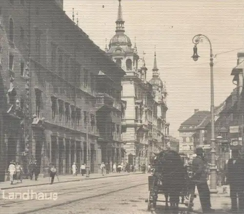 ALTE POSTKARTE GRAZ HERRENGASSE MIT LANDHAUS 1926 Kutsche Schimmel coach Steiermark Österreich Austria cpa postcard