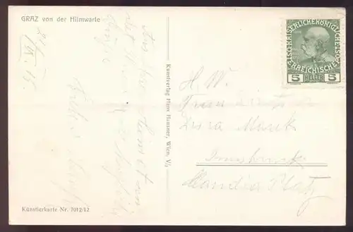 ALTE KÜNSTLER POSTKARTE GRAZ VON DER HILMWARTE 1915 Steiermark Österreich Austria Autriche cpa postcard AK Ansichtskarte