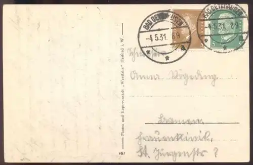 ALTE POSTKARTE GRUSS AUS WERSTE B. BAD OEYNHAUSEN STEINKAMMERGRAB BÄCKEREI KOLONIALWAREN VÖGEDING SCHULE Grab grave tomb