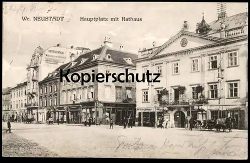 ALTE POSTKARTE WIEN WR. NEUSTADT HAUPTPLATZ MIT RATHAUS Hotel Zentral Vienna Vienne postcard cpa Ansichtskarte AK