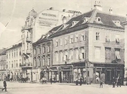 ALTE POSTKARTE WIEN WR. NEUSTADT HAUPTPLATZ MIT RATHAUS Hotel Zentral Vienna Vienne postcard cpa Ansichtskarte AK