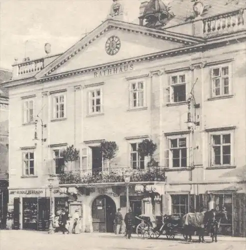 ALTE POSTKARTE WIEN WR. NEUSTADT HAUPTPLATZ MIT RATHAUS Hotel Zentral Vienna Vienne postcard cpa Ansichtskarte AK