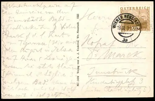 ALTE POSTKARTE WIEN WR. NEUSTADT HAUPTPLATZ MIT RATHAUS Hotel Zentral Vienna Vienne postcard cpa Ansichtskarte AK