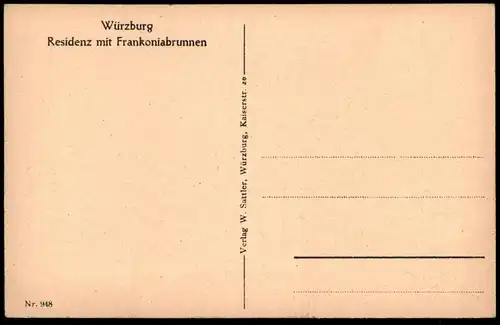 ALTE POSTKARTE WÜRZBURG RESIDENZ MIT FRANKONIABRUNNEN Brunnen fountain fontaine monument cpa postcard AK Ansichtskarte
