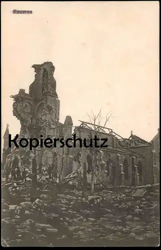 ALTE POSTKARTE ROUVRES EN WOEVRE MEUSE église ruines ruin destroyed church Kirche cpa postcard AK Ansichtskarte Feldpost