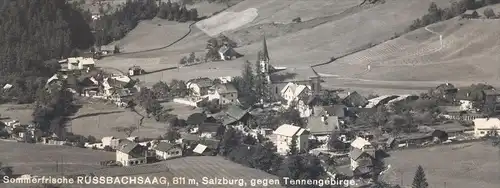 ÄLTERE POSTKARTE SOMMERFRISCHE RUSSBACHSAAG GEGEN TENNENGEBIRGE Russbach Wiesenau Salzburg Austria Autriche cpa postcard