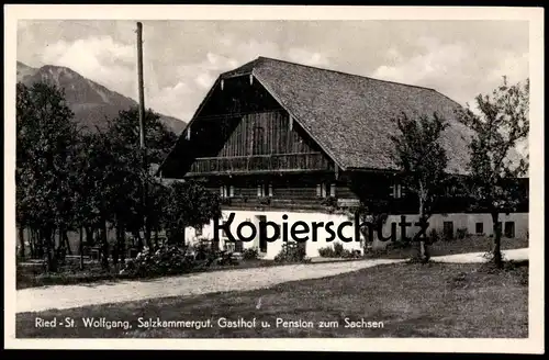 ALTE POSTKARTE RIED - ST. WOLFGANG SALZKAMMERGUT GASTHOF UND PENSION ZUM SACHSEN Haus Ansichtskarte AK cpa postcard
