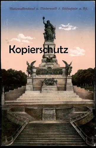 ALTE POSTKARTE NATIONALDENKMAL AM NIEDERWALD BEI RÜDESHEIM AM RHEIN 1916 Niederwalddenkmal monument cpa postcard AK