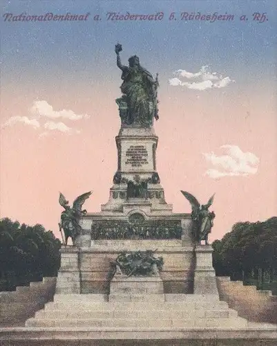 ALTE POSTKARTE NATIONALDENKMAL AM NIEDERWALD BEI RÜDESHEIM AM RHEIN 1916 Niederwalddenkmal monument cpa postcard AK