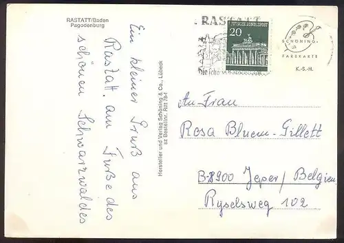 ÄLTERE POSTKARTE RASTATT BADEN PAGODENBURG cpa postcard AK Ansichtskarte