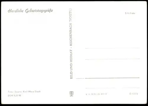 ÄLTERE POSTKARTE HERZLICHE GEBURTSTAGSGRÜSSE ROSEN DDR Blumen Blume Flower Flowers Rose Foto Jesora Karl-Marx-Stadt