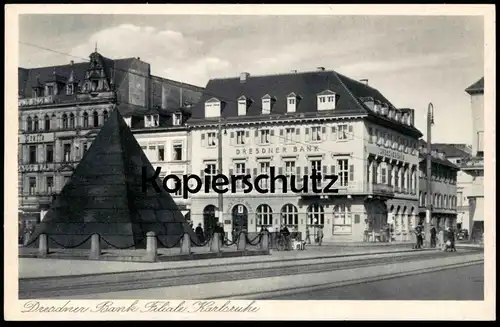 ALTE POSTKARTE KARLSRUHE DRESDNER BANK FILIALE AM A.-H.-PLATZ cpa postcard Ansichtskarte AK