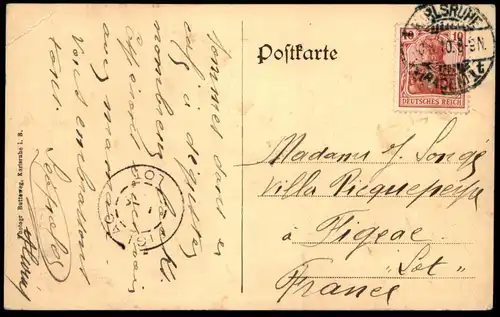 ALTE POSTKARTE KARLSRUHE CAFÉ ODEON KAISERSTRASSE 213 BILLARD Billiards Billiard snooker cpa postcard AK Ansichtskarte