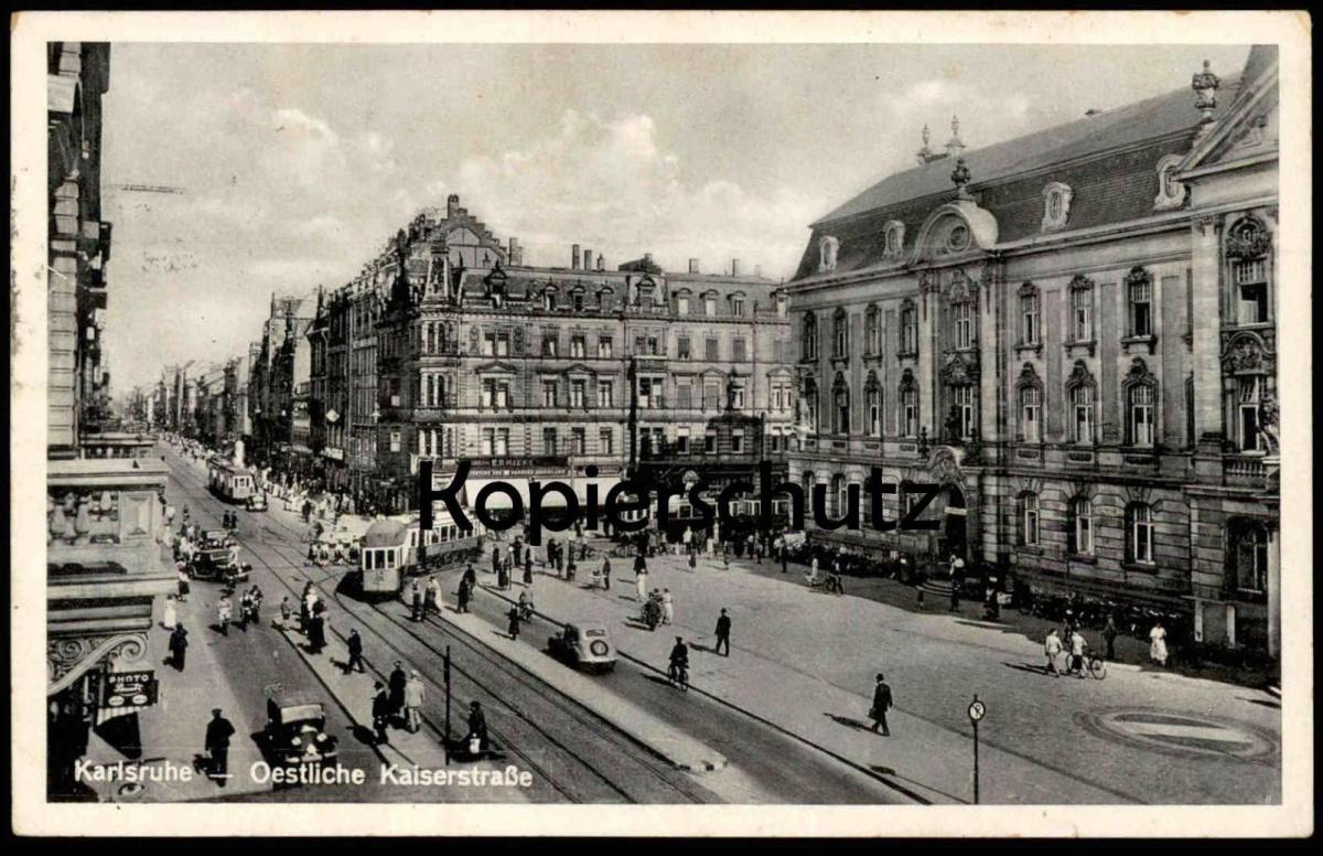 ALTE POSTKARTE KARLSRUHE LORETTOPLATZ Strassenbahn tram