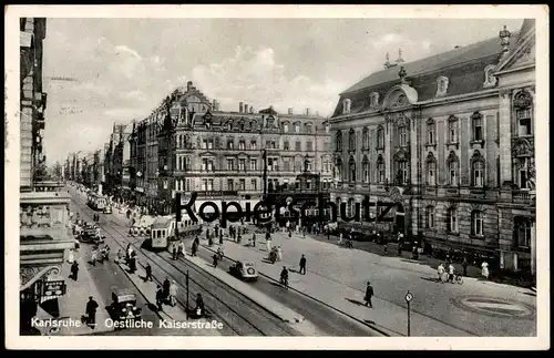 ALTE POSTKARTE KARLSRUHE OESTLICHE KAISERSTRASSE 1938 Strassenbahn Tram tramway Photo Schmitz cpa postcard Ansichtskarte