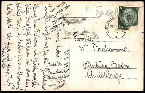 ALTE POSTKARTE KARLSRUHE OESTLICHE KAISERSTRASSE 1938 Strassenbahn Tram tramway Photo Schmitz cpa postcard Ansichtskarte