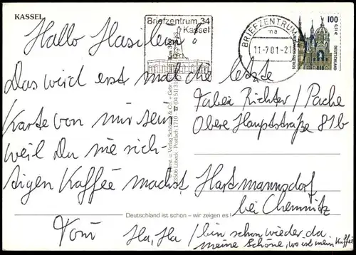 POSTKARTE KASSEL SPIELBANK KASINO CASINO STRASSENBAHN TREPPENSTRASSE Herz Tram tramway Opel VW postcard AK Ansichtskarte