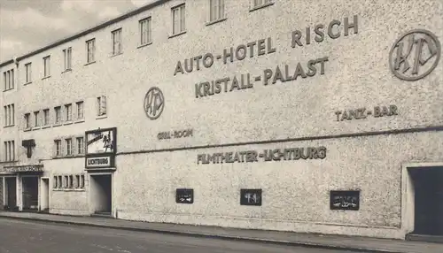 ALTE POSTKARTE OSNABRÜCK AUTO HOTEL RISCH KRISTALL-PALAST FILMTHEATER LICHTBURG GRILL-ROCK TANZ-BAR Kino cinema ciné cpa