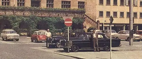 ÄLTERE POSTKARTE HEILBRONN FORD TAUNUS OPEL BMW MERCEDES TAXI CHAUFFEUR Droschken Taxen Station cab postcard cpa