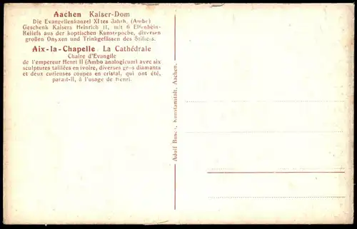 ALTE POSTKARTE AACHEN KAISER-DOM EVANGELIENKANZEL Kanzel pulpit chaire à prêcher cpa postcard AK Ansichtskarte