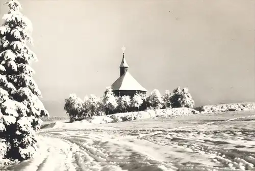 ÄLTERE POSTKARTE ASTENBERG KAPELLE BEI DEN SCHWEDENSCHANZEN HOTEL MÖRCHEN 842 m. ALTASTENBERG WINTERBERG Winter cpa AK