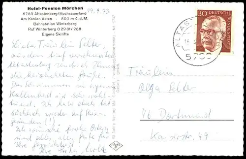 ÄLTERE POSTKARTE ASTENBERG KAPELLE BEI DEN SCHWEDENSCHANZEN HOTEL MÖRCHEN 842 m. ALTASTENBERG WINTERBERG Winter cpa AK