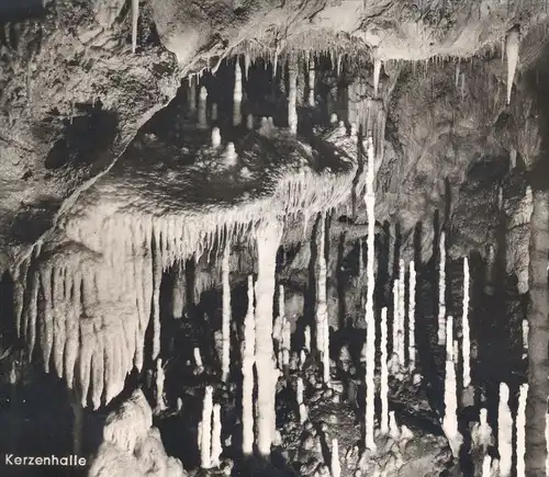 ÄLTERE POSTKARTE ATTENDORN TROPFSTEINHÖHLE KERZENHALLE Stalaktiten Stalakmiten Höhle cave caverne grotte Ansichtskarte