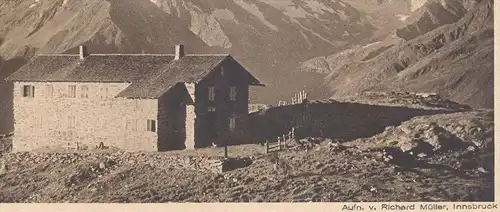 ALTE POSTKARTE STARKENBURGERHÜTTE GEGEN ZUCKERHÜTL & PFAFF STUBAITAL NEUSITFT FULPMES SCHUTZHÜTTE postcard cpa AK