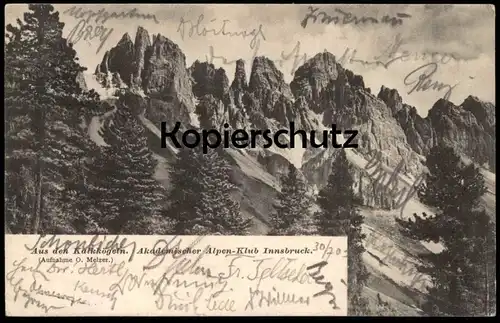 ALTE POSTKARTE AUS DEN KALKKÖGELN AKADEMISCHER ALPEN-KLUB INNSBRUCK Club Kalkkoegel Stubaier Alplen Stubaital postcard