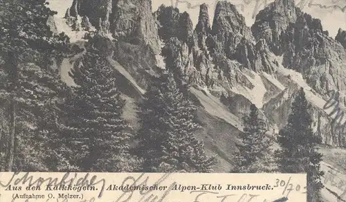 ALTE POSTKARTE AUS DEN KALKKÖGELN AKADEMISCHER ALPEN-KLUB INNSBRUCK Club Kalkkoegel Stubaier Alplen Stubaital postcard