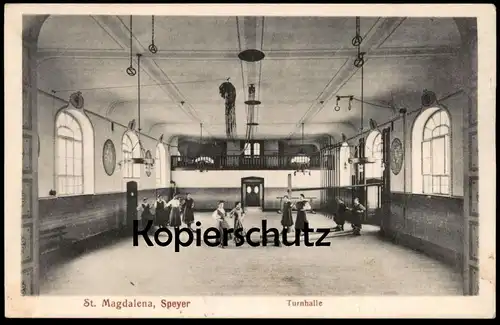 ALTE POSTKARTE ST. MAGDALENA SPEYER AM RHEIN TURNHALLE halle de gymnastique gym cpa postcard AK Ansichtskarte