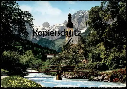 ÄLTERE POSTKARTE RAMSAU PFARRKIRCHE ST. SEBASTIAN MIT REITERALPE BEI BERCHTESGADEN cpa postcard Ansichtskarte AK church