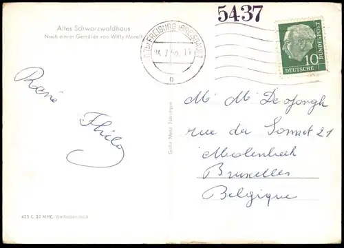 ÄLTERE POSTKARTE ALTES SCHWARZWALDHAUS BAUERNHAUS IM SCHWARZWALD NACH GEMÄLDE VON WILLY MORALT BLACK FOREST sunflower AK