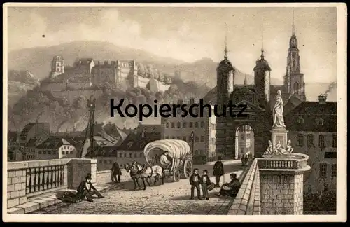 ALTE POSTKARTE HEIDELBERG DIE ALTE NECKARBRÜCKE KUTSCHE SCHLOSS NECKAR BRÜCKE NACH CHAPUY carriage bridge pont castle