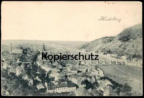 ALTE POSTKARTE HEIDELBERG GESAMTANSICHT SCHLOSS NECKAR BRÜCKE bridge pont castle chateau postcard Ansichtskarte cpa